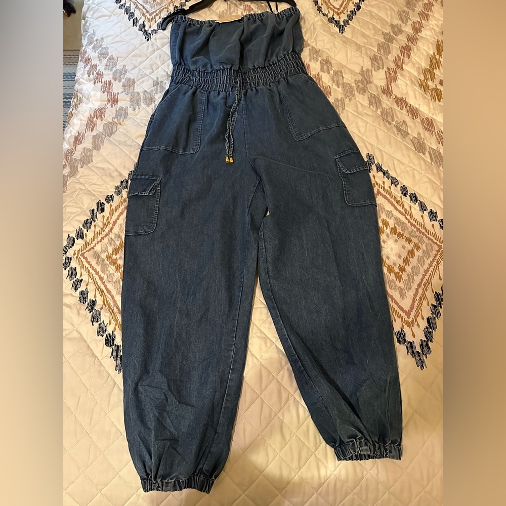 Indulge Denim Blue Elastic Waist Jumpsuit. Size X-Large. NWT - Picture 6 of 10